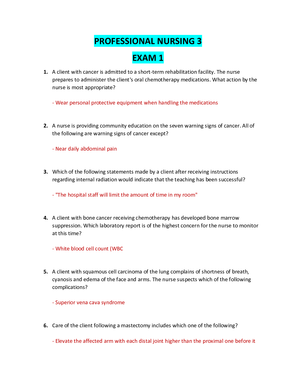 Preview image for NUR 2790 / NUR 2790 PROFESSIONAL NURSING 3 EXAM 1 (Latest 2021/2022) Rasmussen